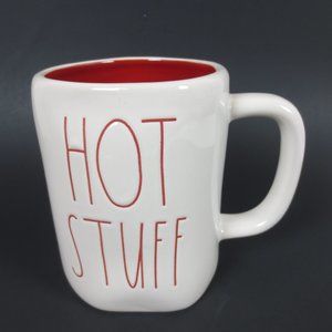 Rae Dunn Artisan  Collection  Coffee Cup/Mug Hot Stuff Red Inside 4 3/4" x 3.5"